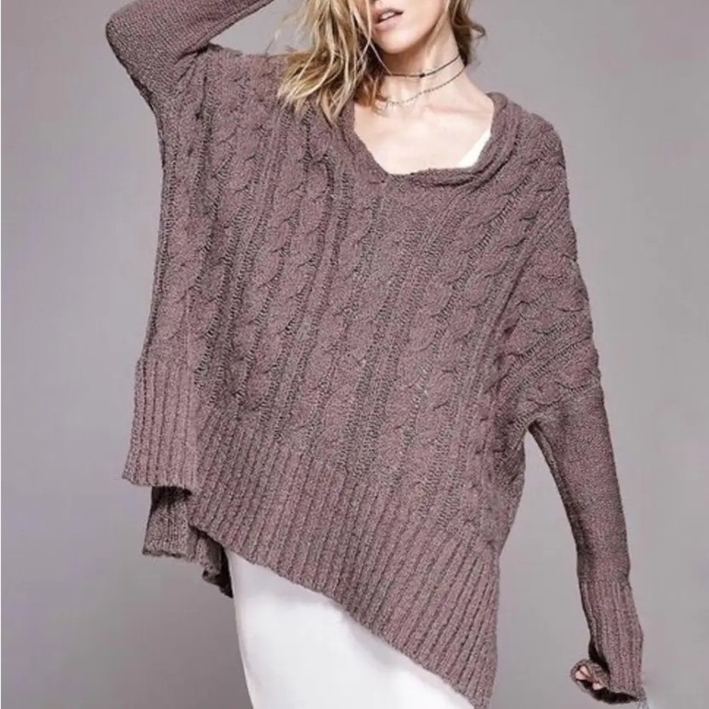 Free People V-Neck Sweater in Taupe